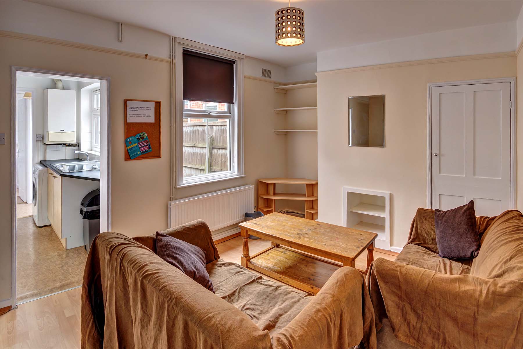 Lounge area with leather sofas and a coffee table