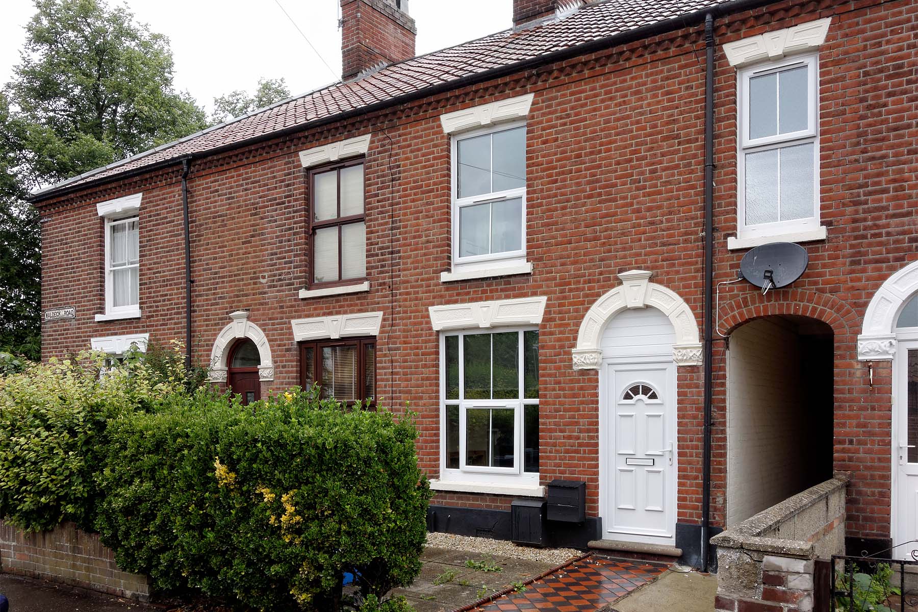 Terraced house with white door