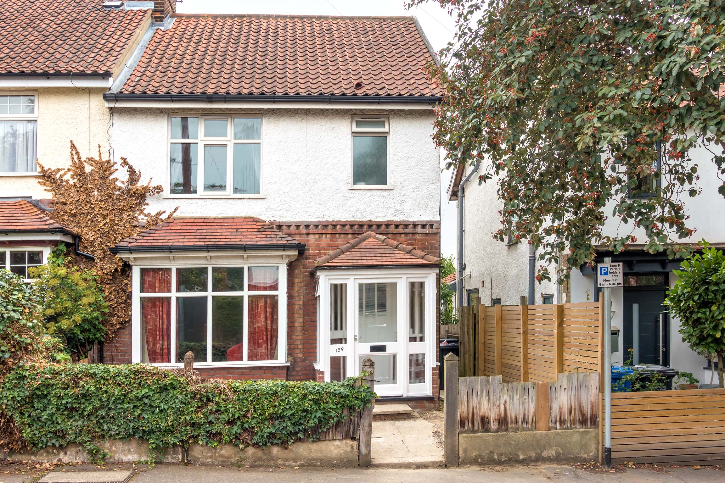 Semi detached house with porch and bay window