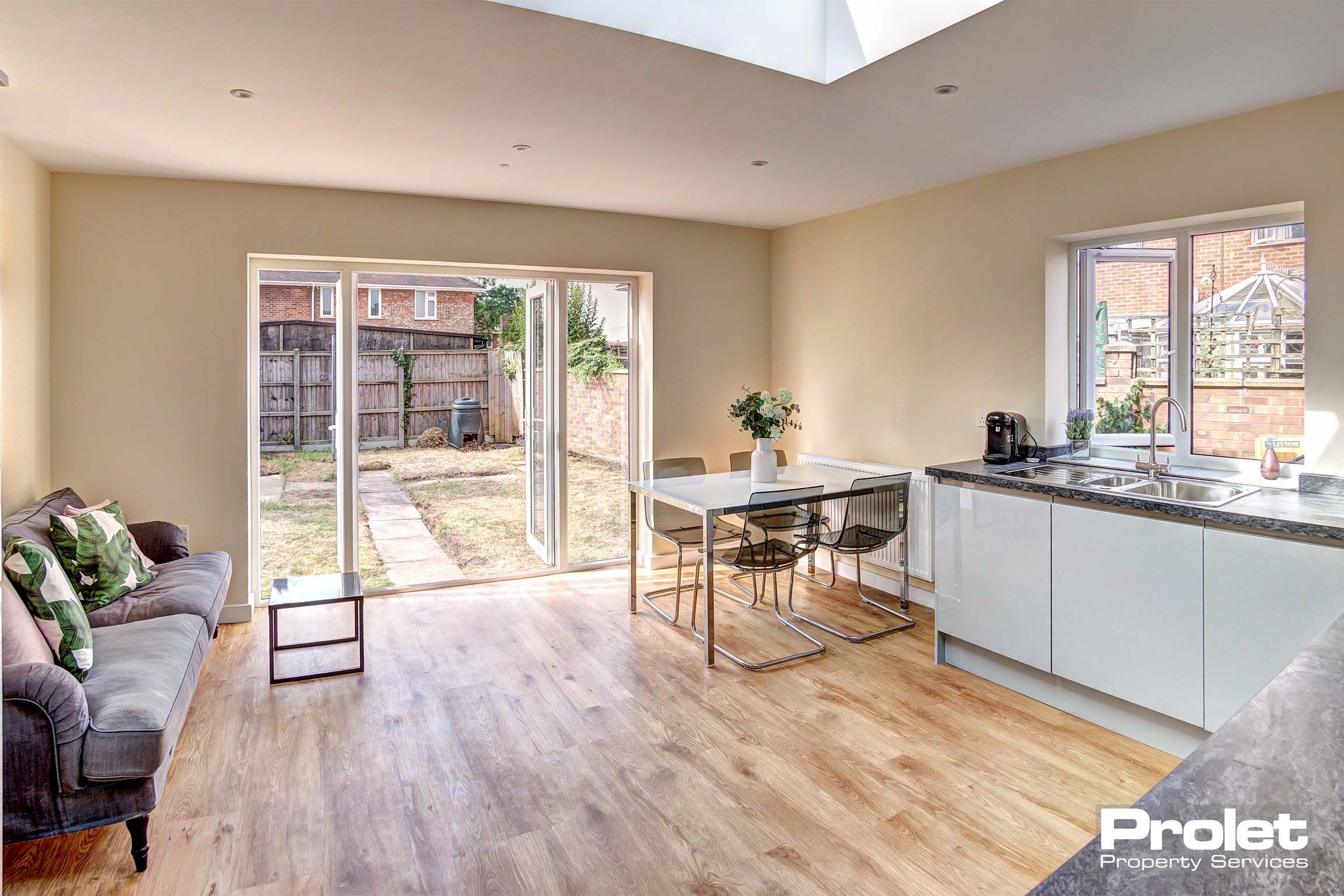 Living and dining area of kitchen