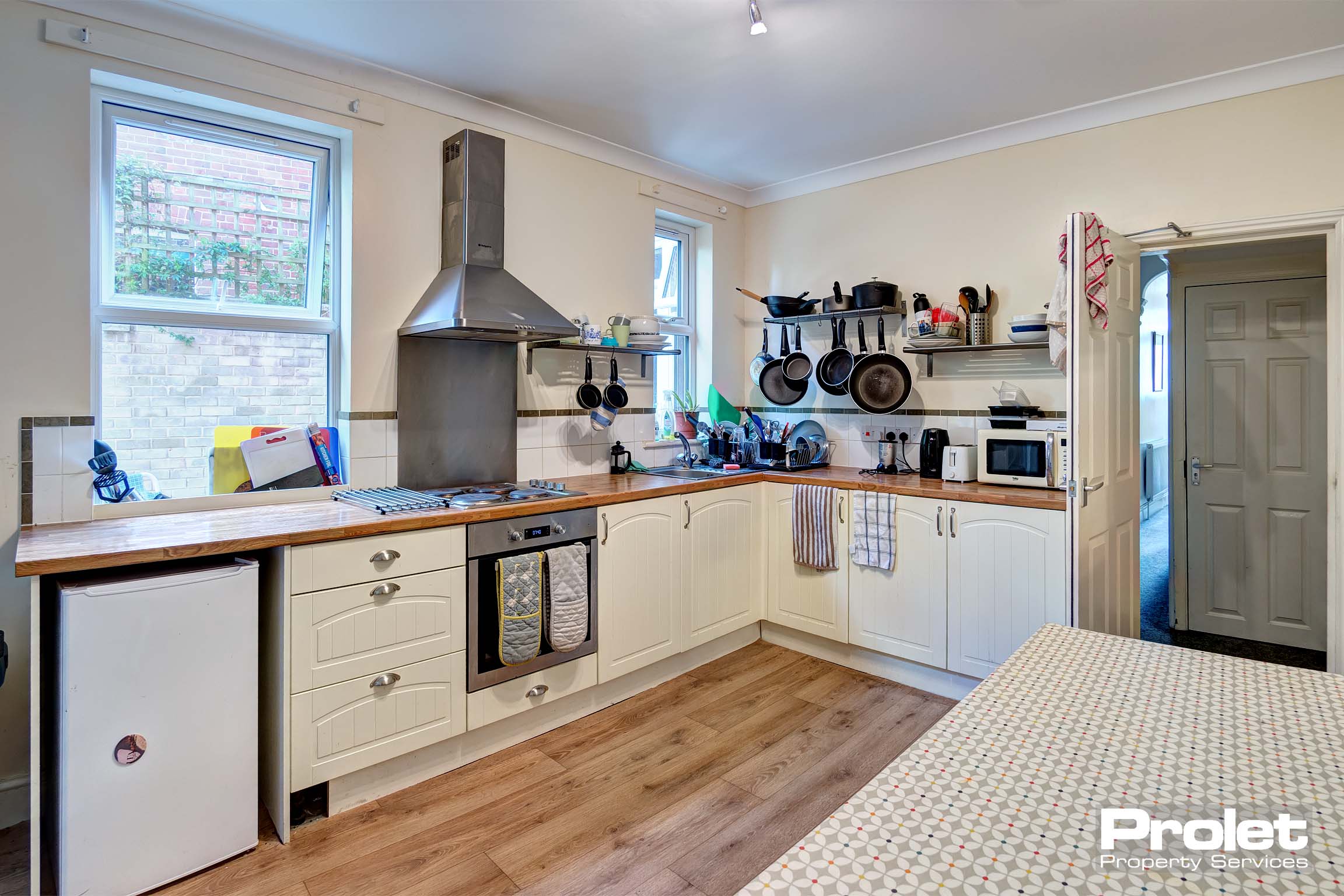 Spacious kitchen with modern furniture